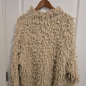 Zara Beige Textured Cowl Sweater